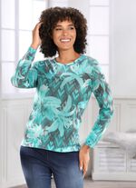 Pullover in weich fließender Qualität TÜRKIS-MULTICOLOR