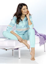 Schlafanzug aus Frottierstretch mit garngefärbtem Ringeldessin MINT-APRICOT