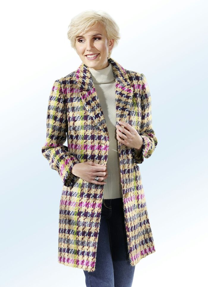 Kurzmantel mit fantastischem Hahnentritt-Dessin 