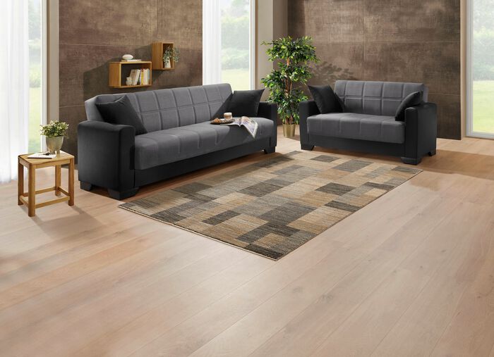 Moderne Polstermöbel mit Zierkissen SCHWARZ-GRAU