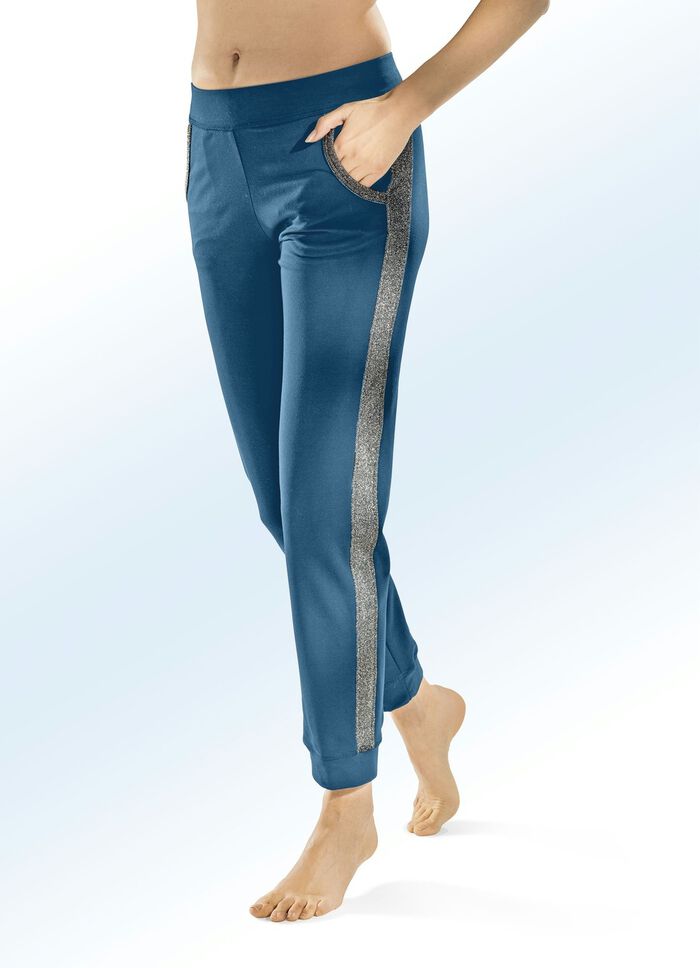 Hose mit Kontrast-Eins&auml;tzen in 3 Farben PETROL