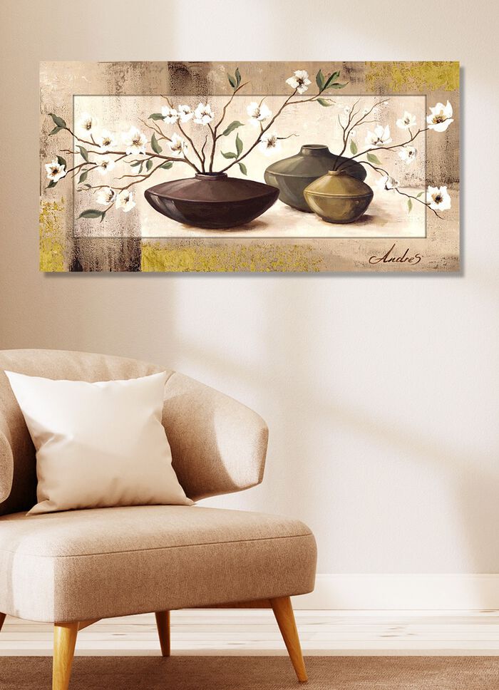 Bild mit dem Titel &bdquo;Golden eingerahmte Kirschbl&uuml;ten&ldquo; 