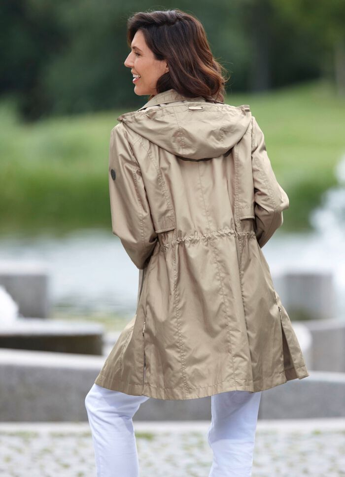 Longjacke mit abnehmbarer Kapuze 