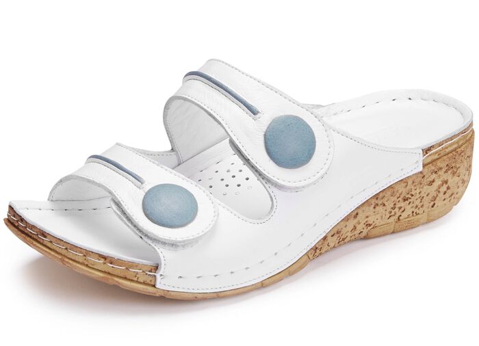 Gemini Pantolette aus teilweise schattiertem Rind-Nappaleder WEISS-JEANS