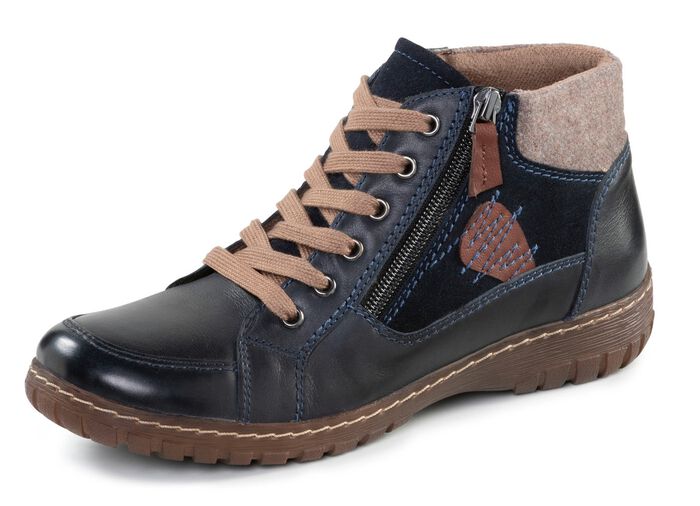 ELENA EDEN Schn&uuml;r-Bootie aus Leder-Materialmix 