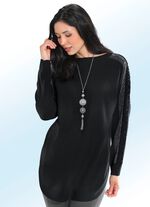 Pullover mit Spitzenbesatz und Strasszier 