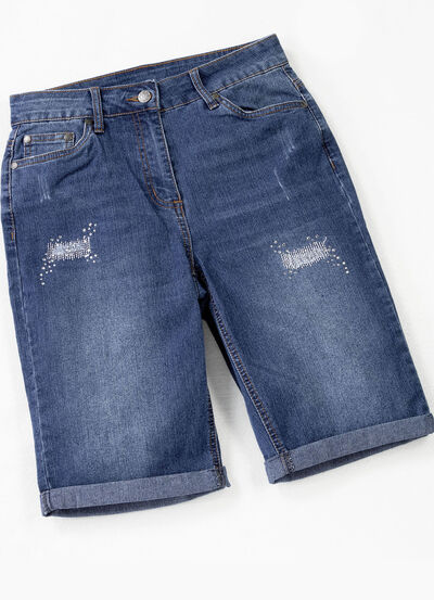 Jeans-Bermudas mit tollen Used-Effekten  Jeans-Bermudas mit tollen Used-Effekten