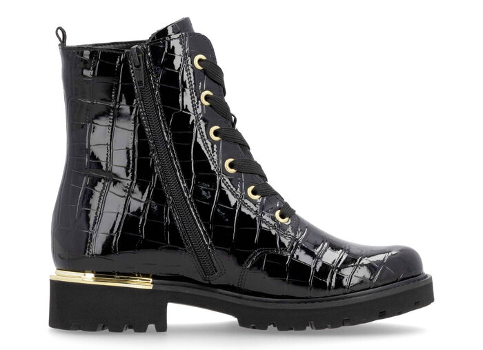 Remonte, stylische Damen-Stiefeletten, Winterschuhe, Weite G, mit herausnehmbarem Fu&szlig;bett SCHWARZ-GOLD