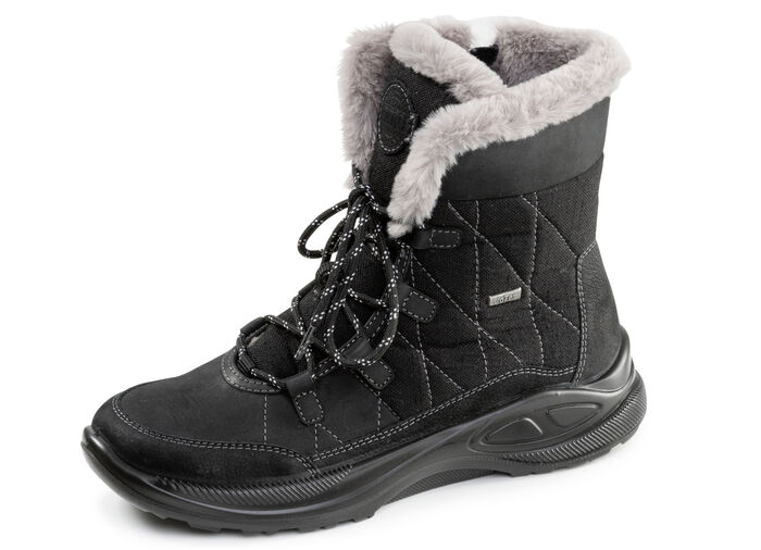 Gefütterte Damen-Boots, Winterschuhe, Weite H, mit Reißverschluss SCHWARZ