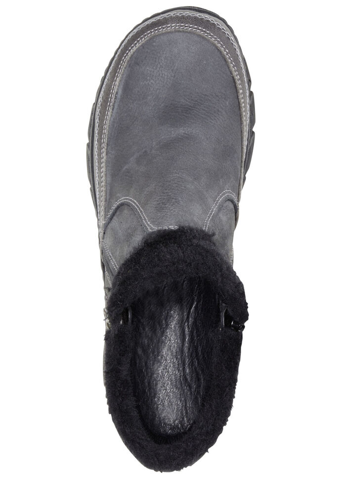 ELENA EDEN-Bootie mit schwarzem Plüschkragen GRAU