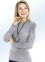 Pullover mit Schurwolle GRAU MELIERT