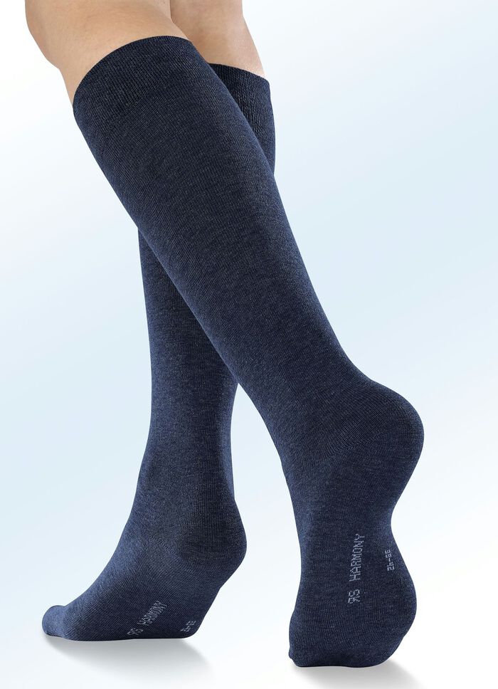 Sechserpack Kniestr&uuml;mpfe mit Komfortbund 2X SCHWARZ, 2X MARINE, 2X ANTHRAZIT MELIERT