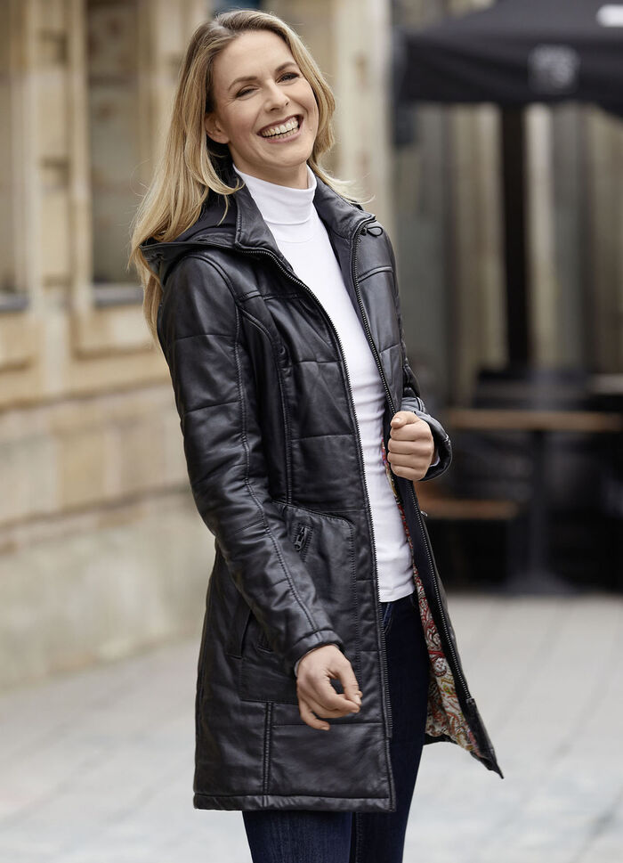 Lederkurzmantel von „Caminari“ SCHWARZ