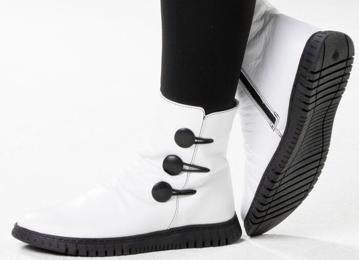 Gemini Stiefelette mit Raffung und dekorativen Kn&ouml;pfen WEISS