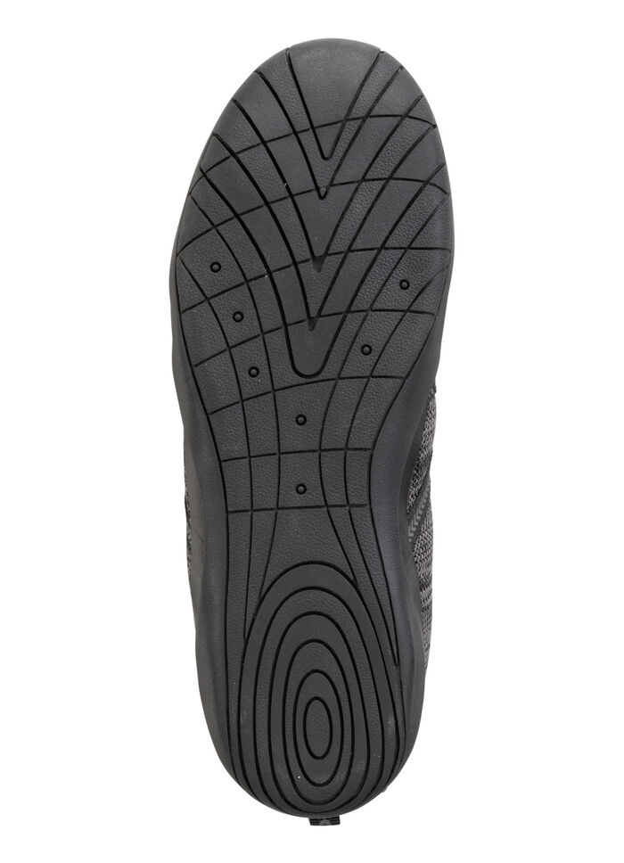 Barfußschuh aus Textilmaterial mit Synthetik-Besätzen SCHWARZ-GRAU