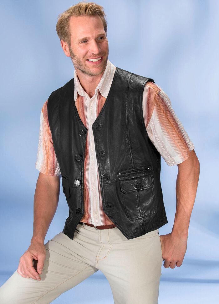 "Redpoint"-Lederweste  SCHWARZ