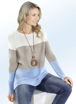 Pullover in Color-Blocking CREME-SAND-BLEU