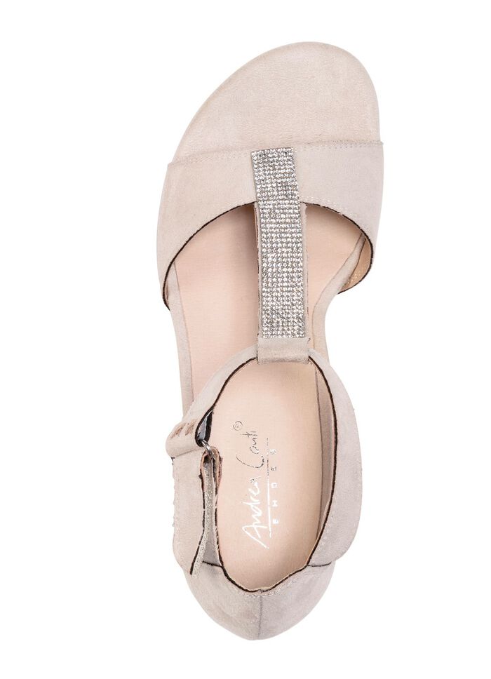 Andrea Conti, schicke Damen-Sandaletten, mit Klettspange HELLBEIGE