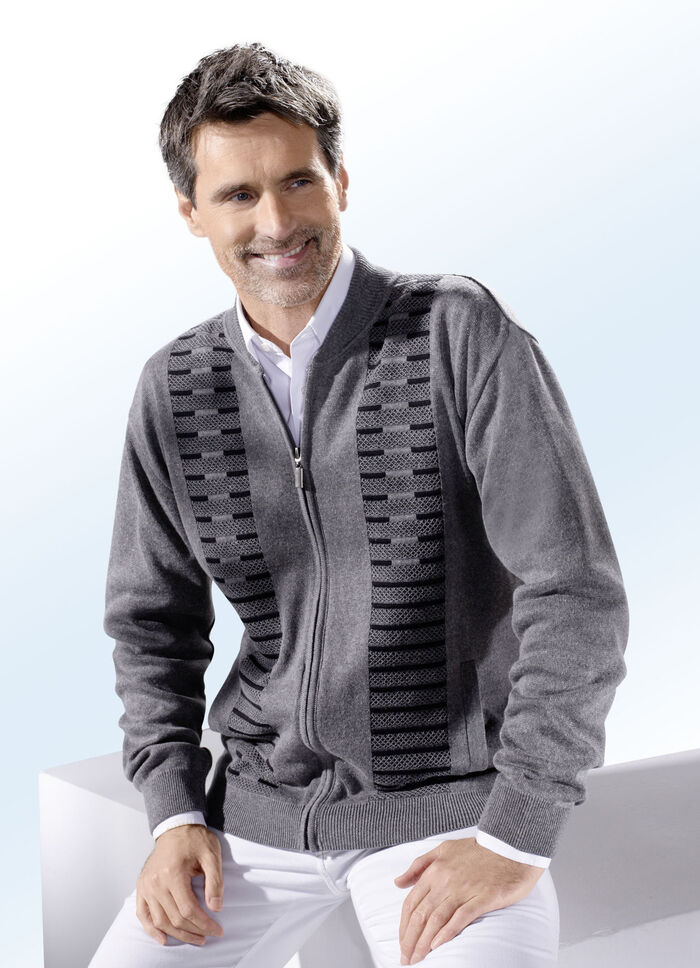 Jacke mit durchgehendem Reißverschluss in 2 Farben DUNKELGRAU MELIERT