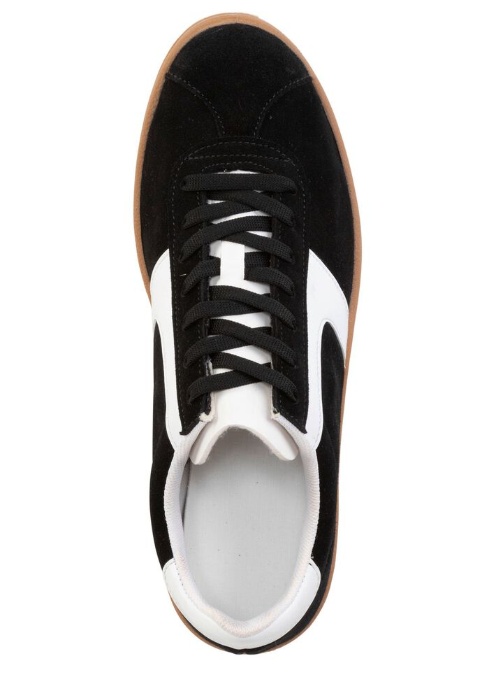 Sneaker aus Veloursleder mit Nappa-Bes&auml;tzen und gepolstertem Schaftrand 