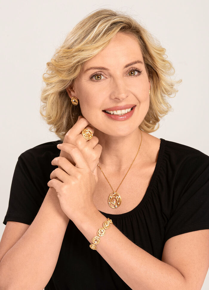 Mattierter Damenring mit Zirkonia 