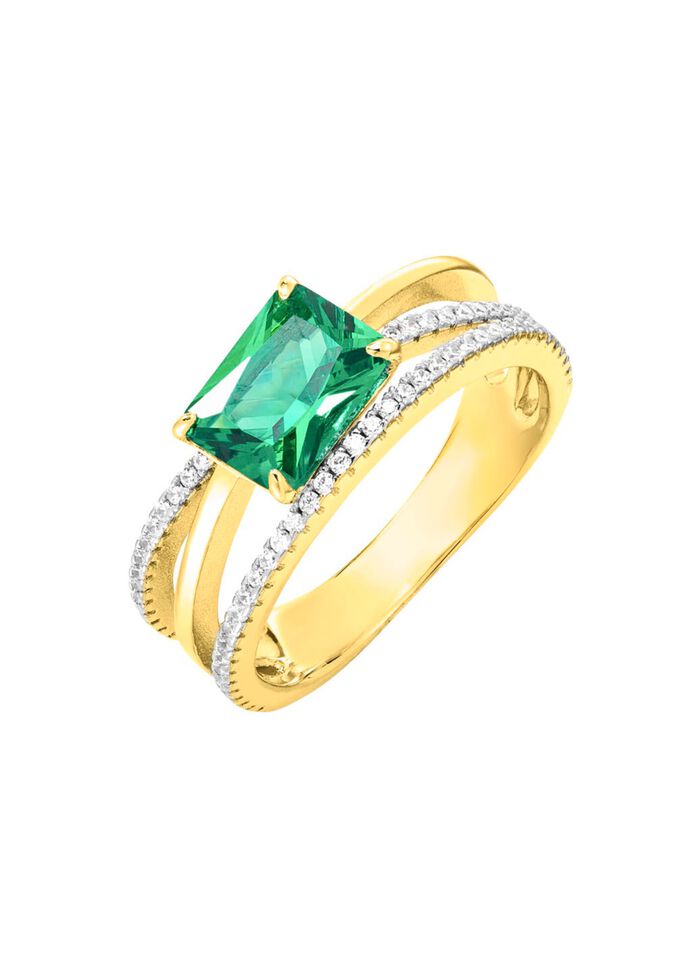 Vergoldeter Damenring mit Zirkonia 