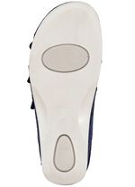 Mubb, bequeme Damen-Pantoletten, Weite H, mit herausnehmbarem Fu&szlig;bett BLAU