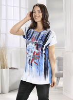 Longshirt mit farbbrillantem Inkjet-Druck in 2 Farben ROYALBLAU-BUNT