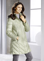 Daunen-Kurzmantel mit abnehmbarer Kapuze SCHILFGRÜN