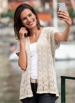 Strickweste mit Ajourmuster BEIGE