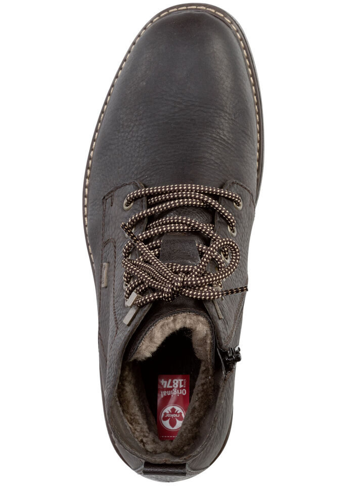 Rieker Schnür-Boot mit Warmfutter aus Lammfell und Plüschmaterial DUNKELBRAUN