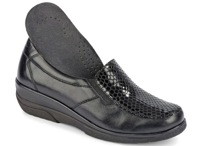 Gemini Slipper mit exotischer Reptilpr&auml;gung SCHWARZ