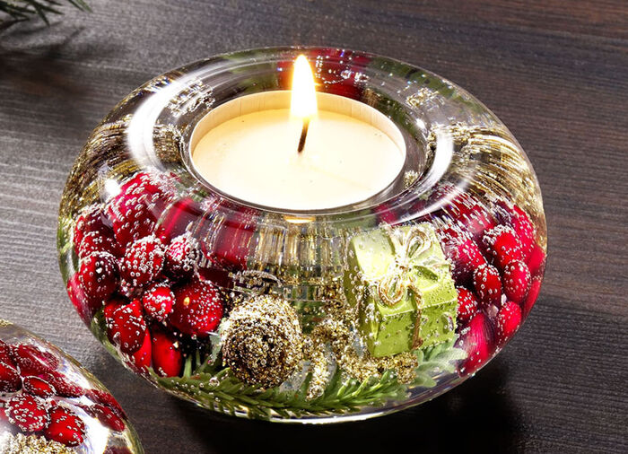 Teelichthalter aus mundgeblasenem Glas GRÜN