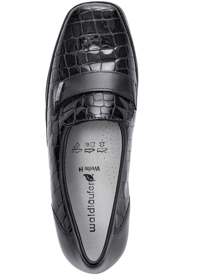 Waldl&auml;ufer Slipper aus krokogepr&auml;gtem Leder 