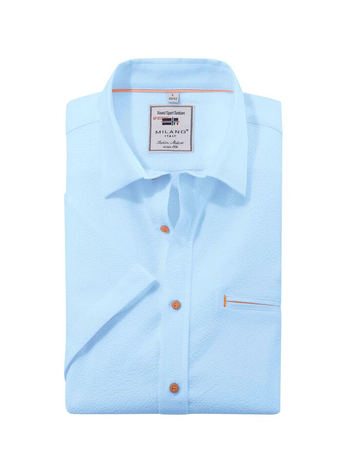 Seersucker Hemd von "Milano Italy" in 3 Farben HELLBLAU