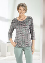 Shirt mit Allover-Druck in 2 Farben SALBEI-BRAUN-BEIGE