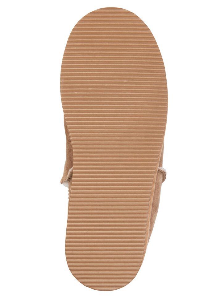 ELENA EDEN, warme Damen-Hausschuhe, Weite G, mit Lammfell TABAKBRAUN