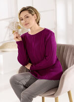 Pullover mit streckendem Längsmuster BEERE