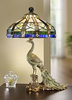 Tiffany-Tischleuchte Pfau 