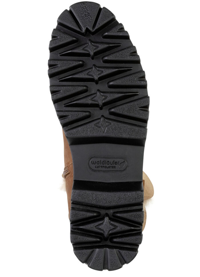 Waldläufer Stiefelette mit kuscheligem Kragen aus Lammfell BRAUN