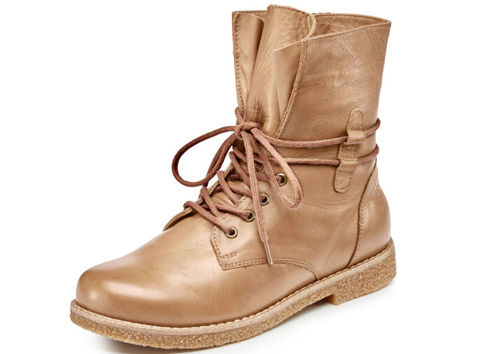 Andrea Conti Schnür-Stiefelette aus weichem Nappaleder COGNAC