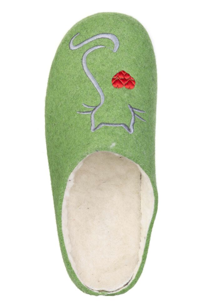 Warme Damen-Hausschuhe, mit Wolle GR&Uuml;N