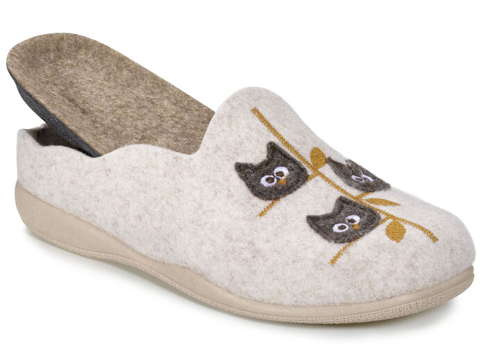Laurina Pantoffel mit Applikation und Stickerei BEIGE