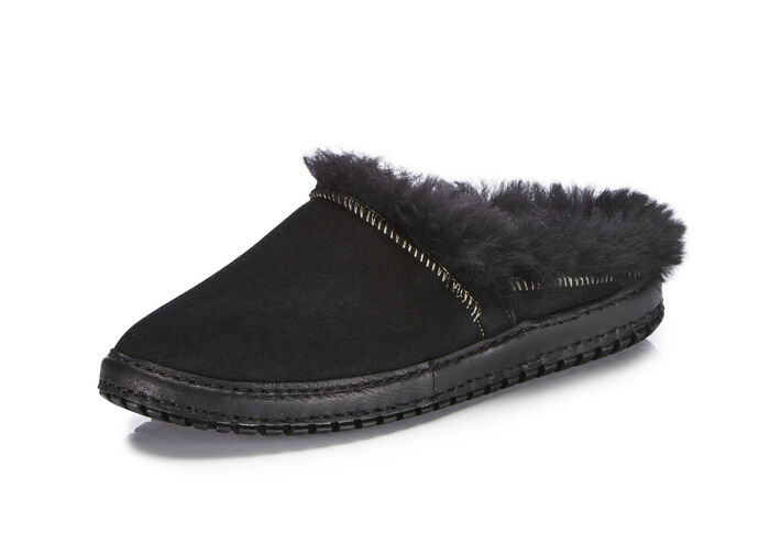 Gemini Pantoffel aus weichem, bestem Veloursleder SCHWARZ