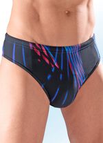 Badehose in Slipform mit buntem Druckdessin SCHWARZ-BLAU-ROT