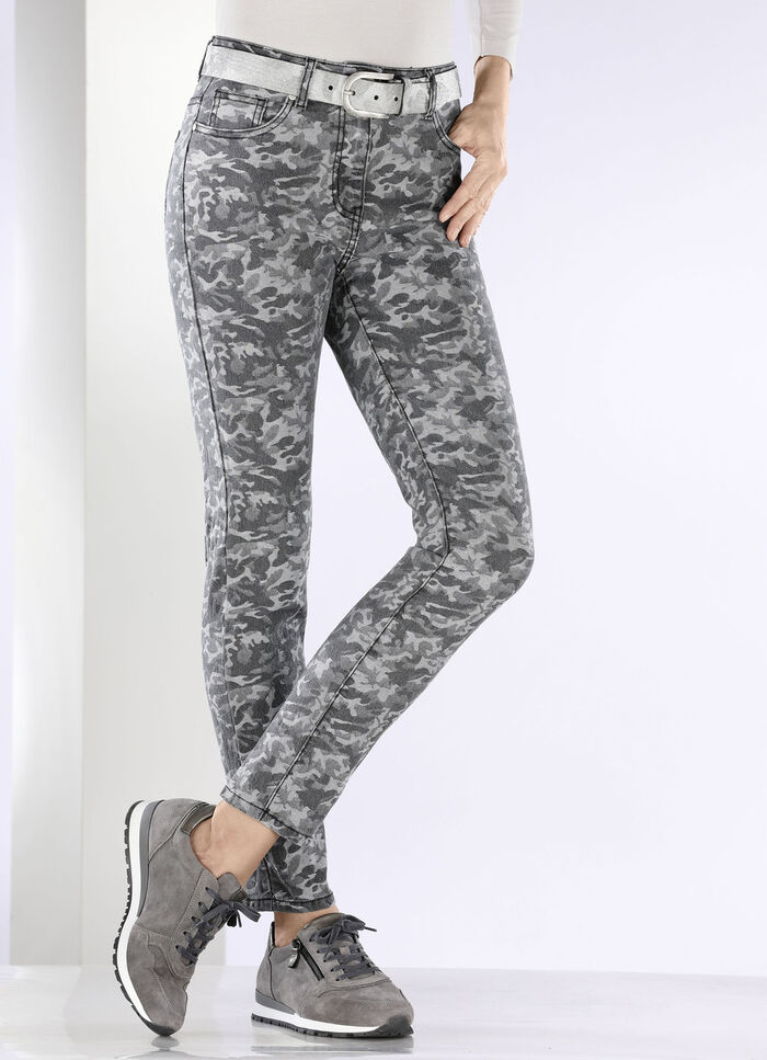 Jeans mit Camouflage-Dessinierung ANTHRAZIT-GRAU