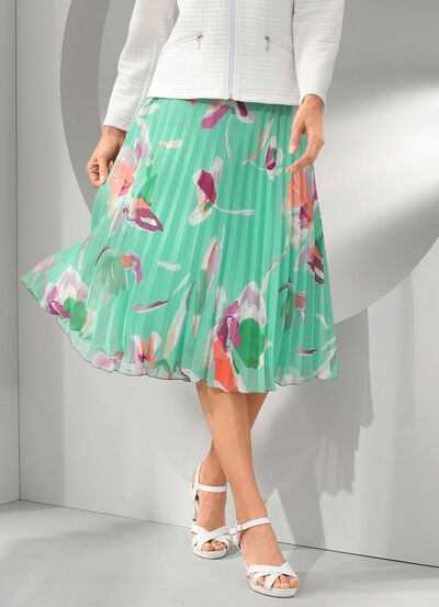 Plissee-Rock in floraler Dessinierung 