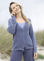 Strickjacke mit Paillettengarn JEANSBLAU MELIERT