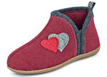 Hausschuh mit kontrastfarbenen Applikationen GRANATROT