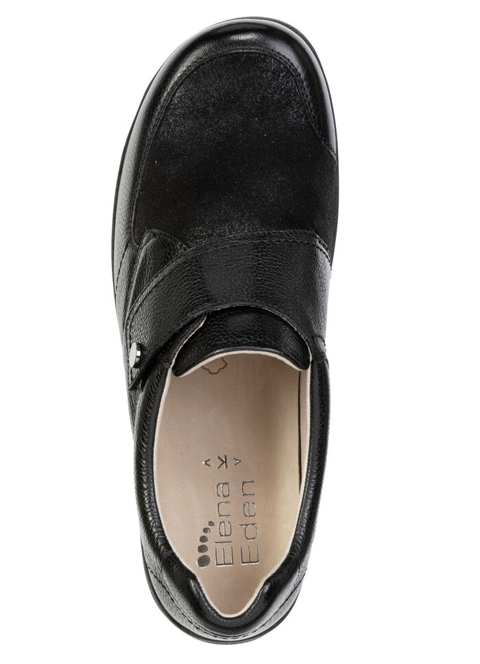 ELENA EDEN, komfortable Damen-Slipper, Weite K, mit herausnehmbarem Fu&szlig;bett SCHWARZ